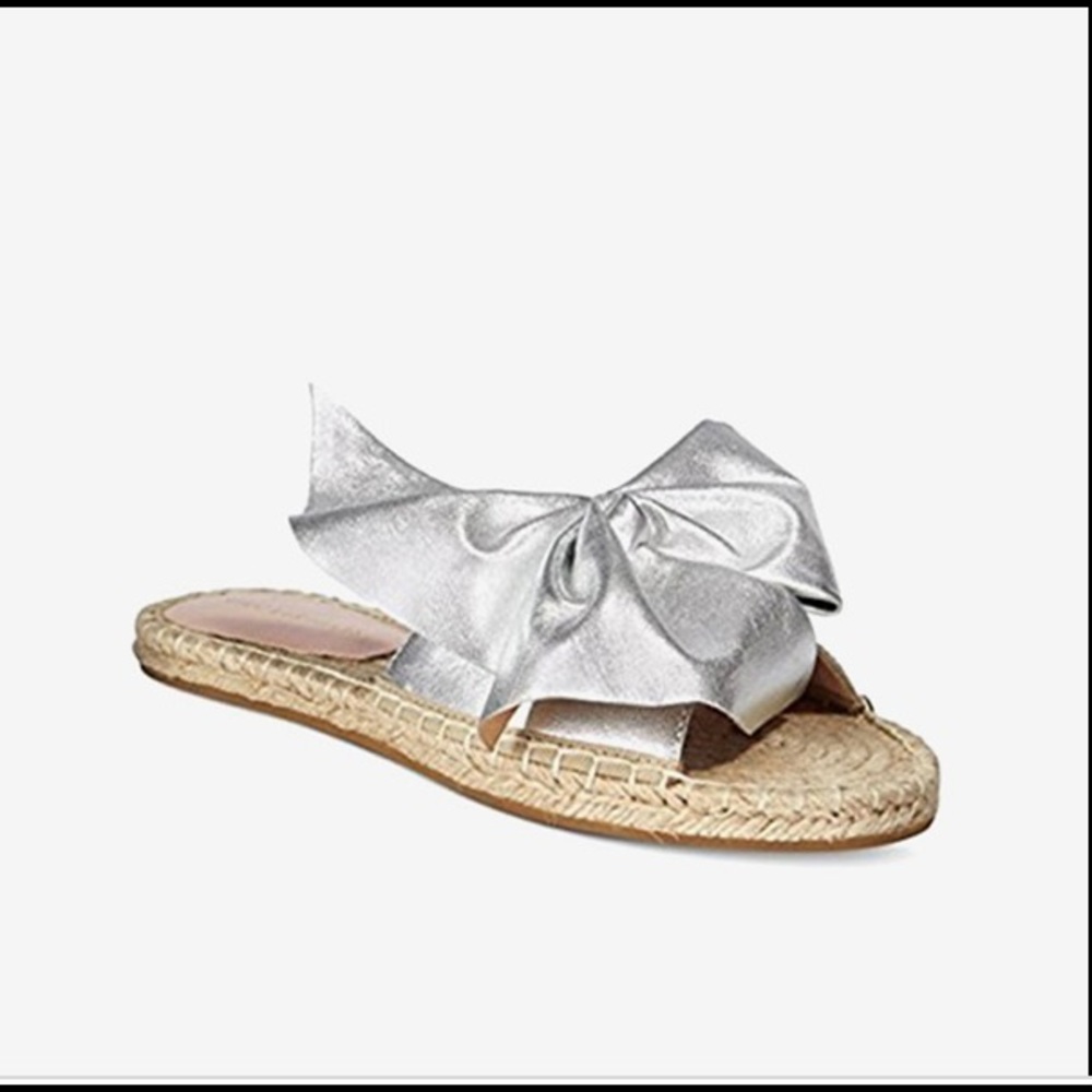 Aves Les Filles Gemma Espadrille Slide Sandals in Silver Metallic Size 7.5